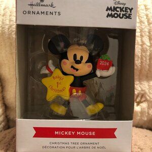 NIB 2024 DISNEY Mickey Mouse Baby's 1st Christmas Tree Ornament Hallmark
